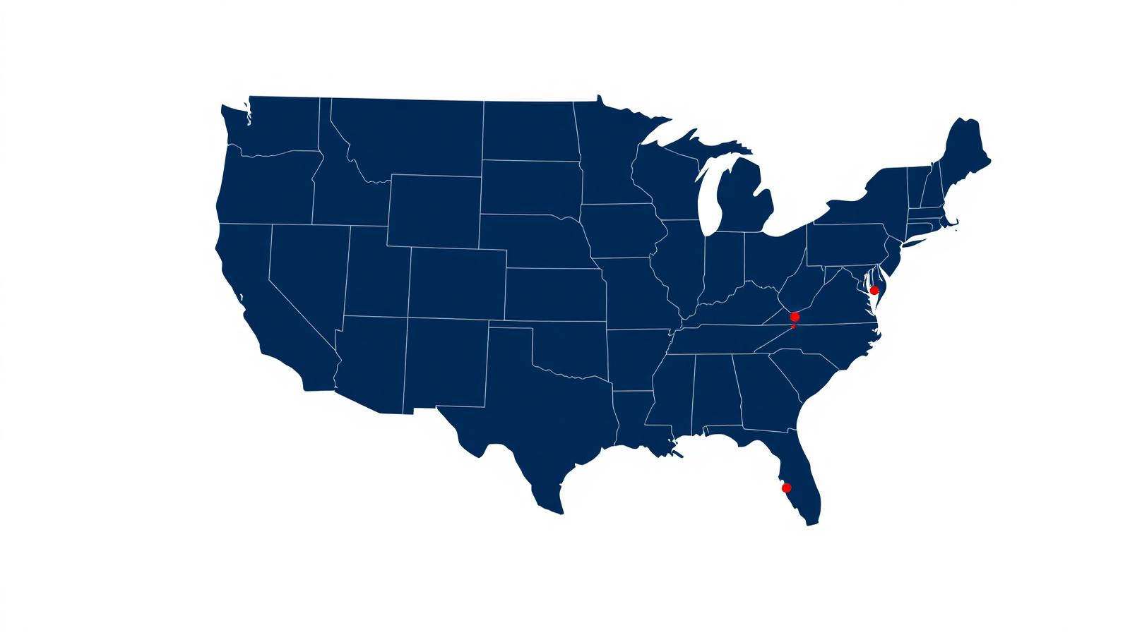 Map of the United States showing STATE CARGO LLC coverage